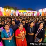 아시아 개그 페스티벌 리뷰 - **Prompt 1: A Vibrant Festival of Laughter and Connection**
    "A wide shot capturing the bustling ...