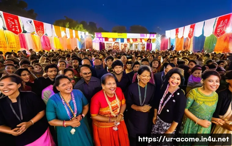 아시아 개그 페스티벌 리뷰 - **Prompt 1: A Vibrant Festival of Laughter and Connection**
    "A wide shot capturing the bustling ...