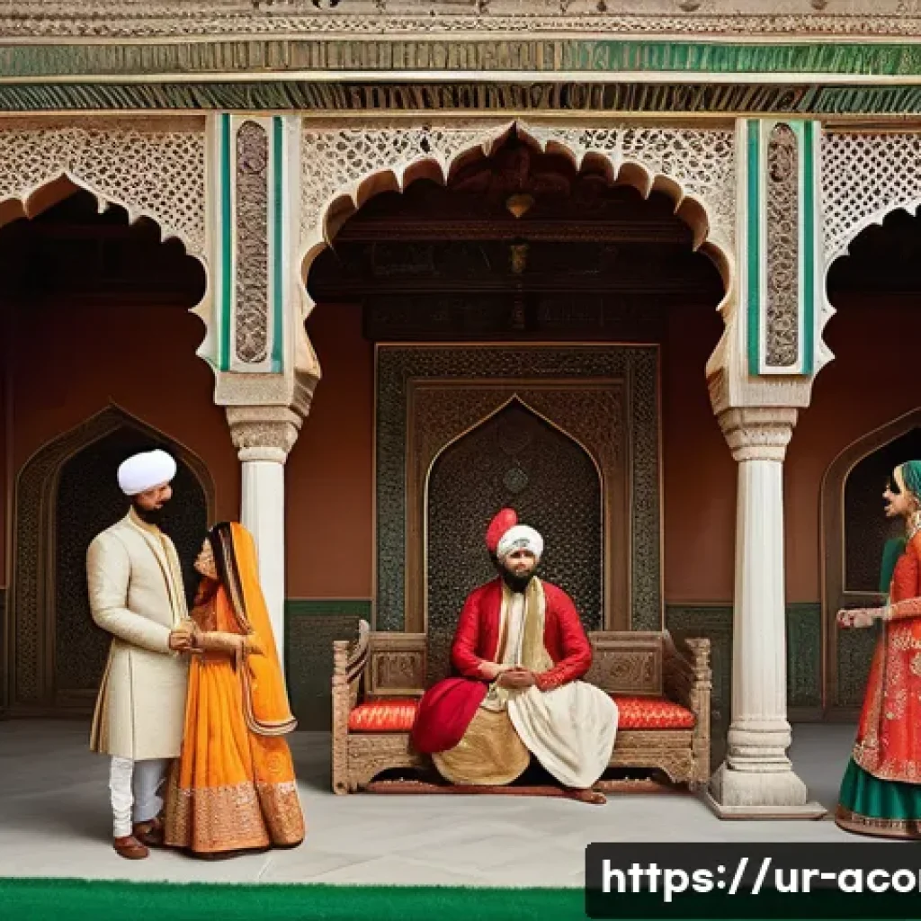 우돈 분니약의 비하인드스토리 - A historically rich scene depicting a bustling medieval South Asian royal court during a time of pol...