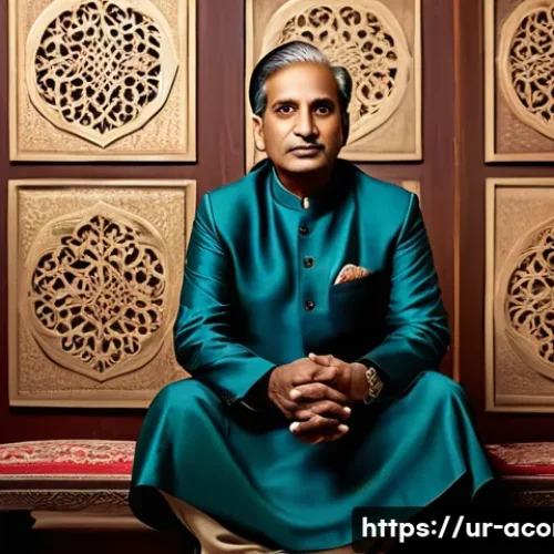 Home 33 하마다 마사토시 논란과 사건 - A dignified middle-aged South Asian male artist in a traditional Pakistani setting, wearing tasteful...