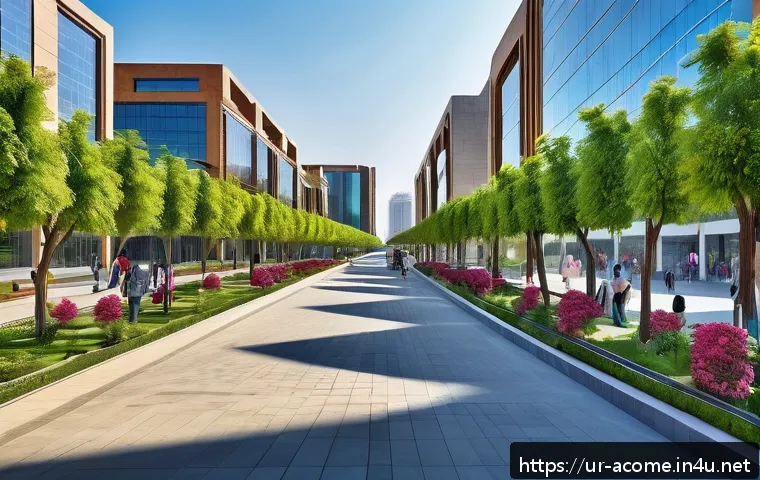 다운타운의 영향력 - A vibrant urban downtown scene in a modern Pakistani city blending traditional and contemporary arch...